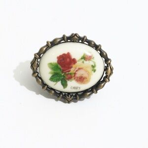 Obey Floral Brass Ring